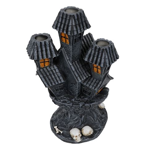 haunted house castle candle metal|halloween haunted house candle holder.